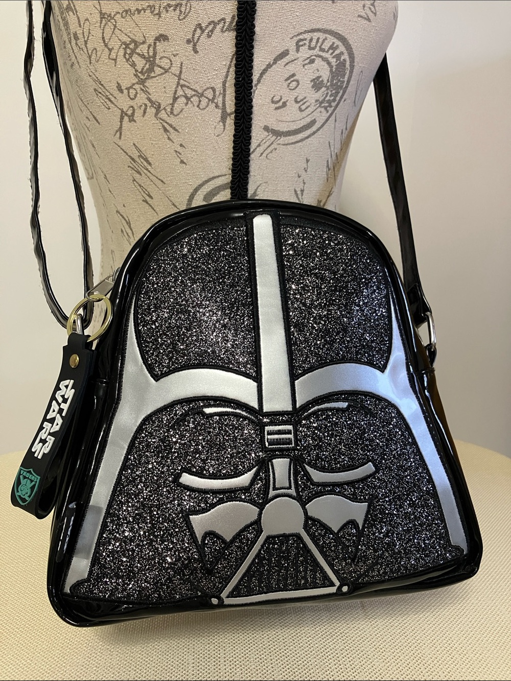 Star Wars Darth Vader Crossbody Bag Purse Black/Silver w/Keyring